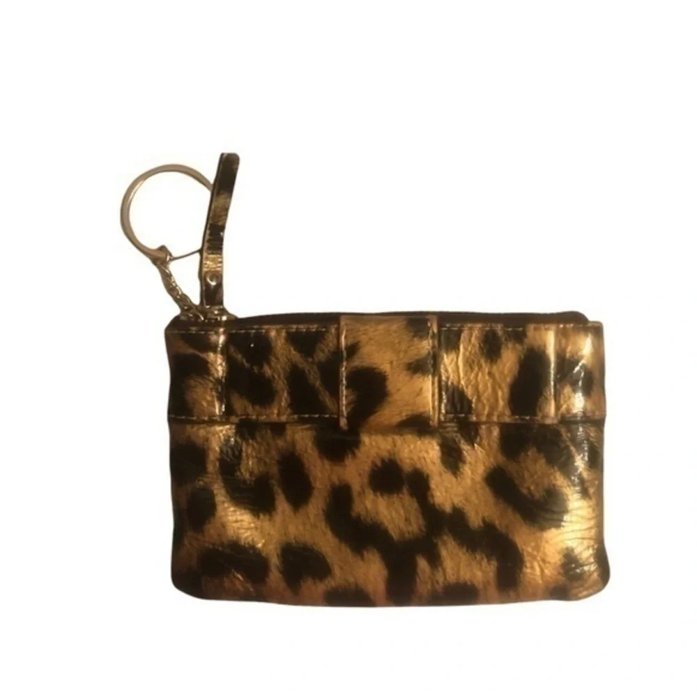 Kate spade animal print patent leather bow keyring coin purse bag
